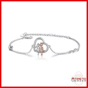 Adjustable Sterling Silver Anklet with Crystal Charm Infinity Design